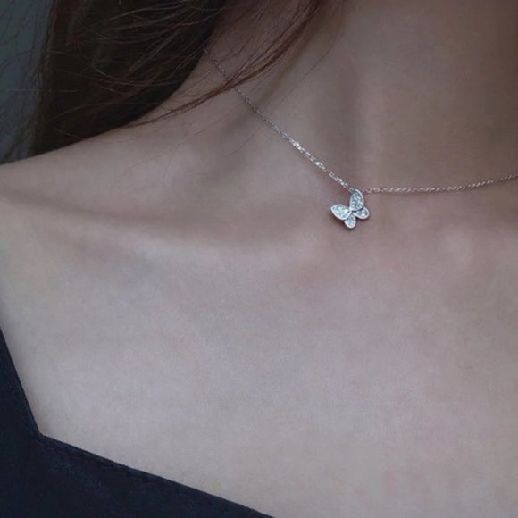 Jewelry - NEW Silver / Gold Cubic Zircon Butterfly Necklaces